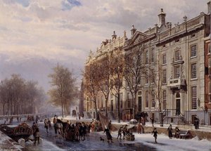 View On The Herengracht Along The Amstel At Amsterdam — Cornelis Springer