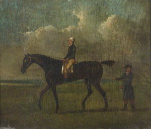 A Racehorse With Jockey Up And An Attendant — John Nost Sartorius