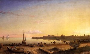 Stage Fort Across Gloucester Harbor — Fitz Henry Lane, Luminism