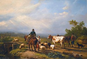 Rider Conversing With A Shepherdess In An Extensive Landscape — Eugène Joseph Verboeckhoven