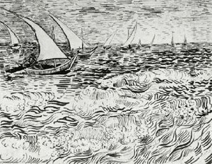 A Fishing Boat At Sea — Vincent Willem Van Gogh, Post-impressionism