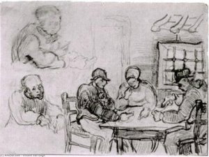 Sheet With Peasants Eating And Other Figures — Vincent Willem Van Gogh