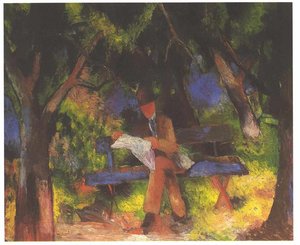 Reading Man In Park — August Macke