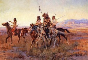 Four Mounted Indians — Charles Marion Russell