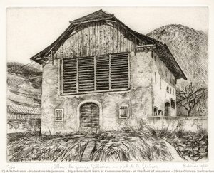Big Stone-built Barn At Commune Ollon - At The Foot Of Mountain 'la Glaivaz, Switzerland — Hubertine Heijermans, Contemporary Realism