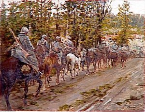 Cavaliers De L'armée Mangin Traversant Corcy, Septembre 1918 — Joseph-félix Bouchor