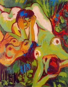 Bathers On The Lawn — Ernst Ludwig Kirchner, German Expressionism