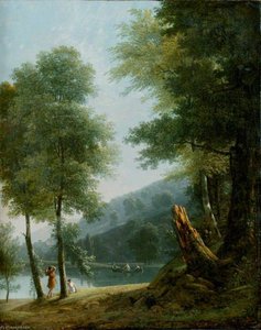 Landscape With Classical Figures On And Beside A Lake — Jean-victor Bertin, Neoclassical Landscape