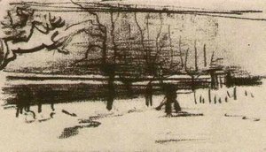 The Parsonage Garden In The Snow — Vincent Willem Van Gogh