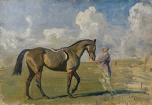 A Racehorse Held By A Groom — Sir Alfred James Munnings
