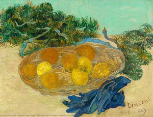 Still Life With Oranges, Lemons And Blue Gloves — Vincent Willem Van Gogh, Post-impressionism