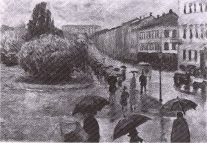 Rainy Day Street Karl Johan — Edvard Munch, Expressionism