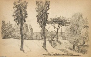 Landscape With Trees And Bridge — John Ottis Adams