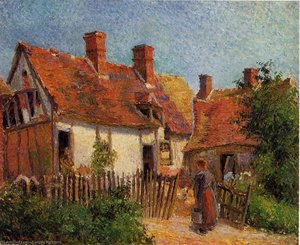 Old Houses At Eragny — Camille Pissarro