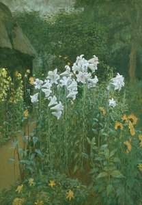 Madonna Lilies In A Garden — Walter Crane