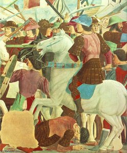 The Arezzo Cycle - Battle Between Heraclius And Chosroes (detail) [02] — Piero Della Francesca, Renaissance Perspective Depth