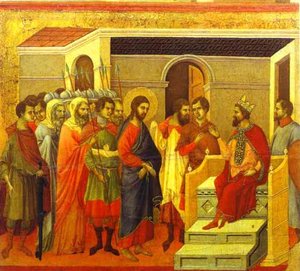 Maestó (back, Central Panel), Jesus Before King Herod — Duccio Di Buoninsegna, Gothic Art