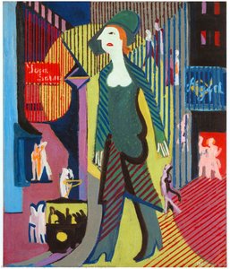 Woman Is Walking Over A Nighty Street — Ernst Ludwig Kirchner, Expressionism
