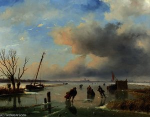 Skaters Near Dordrecht — Nicolaas Johannes Roosenboom