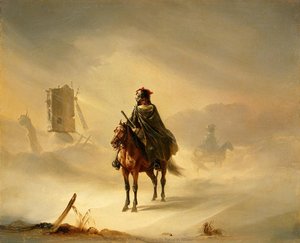Two French Hussars On Patrol In Winter — Auguste Raffet (denis Auguste Marie Raffet), Romanticism