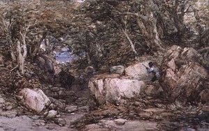 Forest Glen With Travellers Approaching An Ambuscade — George Cattermole