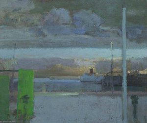 Folkestone Harbour, Rainclouds, Evening — Frederick Cuming