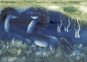 Horses In A Landscape — Reuven Rubin