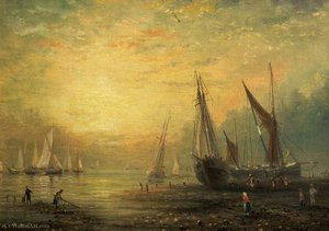A Seascape With Yachts At Sunset — James Webb, Naturalism