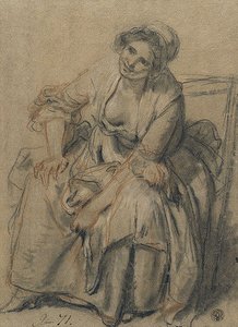 Study Of Seated Young Woman — Jean-baptiste Greuze