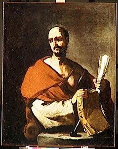Philosophe Tenant Un Livre Et Un Rouleau De Papier — Luca Giordano