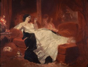 Woman On A Red Sofa