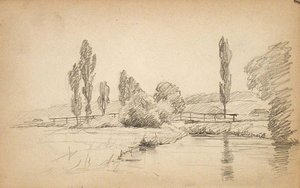 Canal With Footbridge — John Ottis Adams, Impressionism