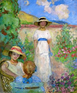 Les Andelys Three Girls In A Garden — Henri Lebasque
