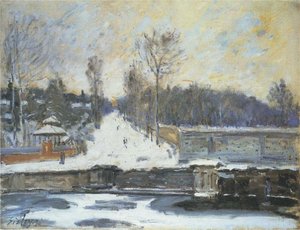 The Watering Place At Marly Le Roi In Winter — Alfred Sisley