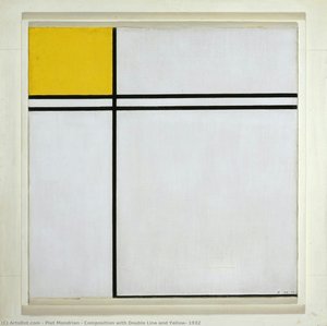 Composition With Double Line And Yellow, 1932 — Piet Mondrian