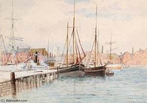 Thames Barges Moored — George Stanfield Walters