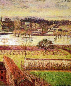 Flood, Twilight Effect, Eragny — Camille Pissarro
