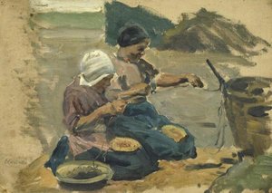 Study Of Two Women Engaged In A Shoreline Activity — Sir George Clausen