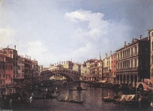 The Rialto Bridge From The South — Canaletto, Baroque Landscape Painting