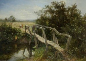 The Old Footbridge Over The River Cole At Yardley — Frederick Henry Henshaw, Romanticism