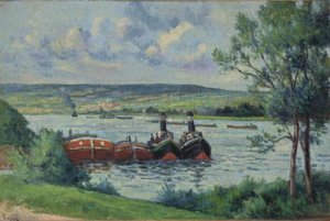 Méricourt, Barges And Tugs — Maximilien Luce