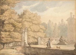 In The Garden At Ham House — Thomas Rowlandson