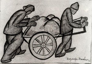 Two Men Pulling A Handcart — Kazimir Malevich
