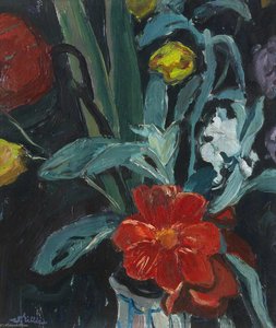 Large Flower In A Truncated Ironstone Pot — Sir William George Gillies