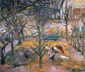 Farmyard At The Maison Rouge, Pontoise — Camille Pissarro, Impressionist Landscape