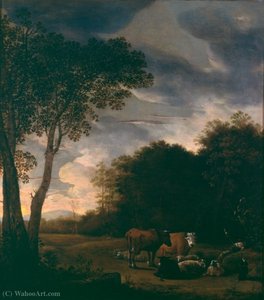 Sheltered pasture with cattle.