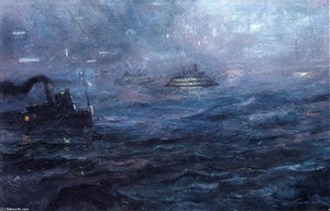 The East River At Night — Everett Shinn