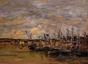 Portrieux, Fishing Boats At Low Tide — Eugène Louis Boudin