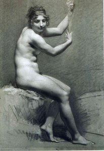 Drawing Of Female Nude With Charcoal And Chalk — Pierre-paul Prud'hon