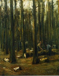Holzhacker Im Inneren Eines Waldes — Max Liebermann